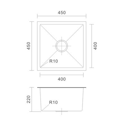 31 Inch Undermount Stainless Steel Kitchen Sink 16 Gauge 45x45
